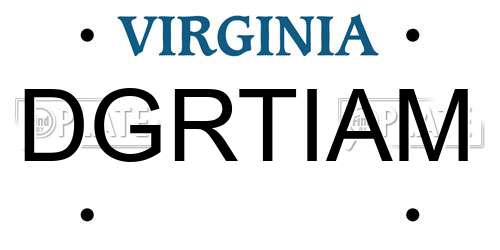 DGRTIAM Virginia License Plate