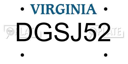 DGSJ52 Virginia License Plate