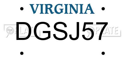 DGSJ57 Virginia License Plate