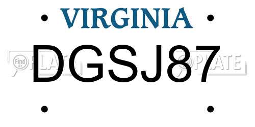 DGSJ87 Virginia License Plate