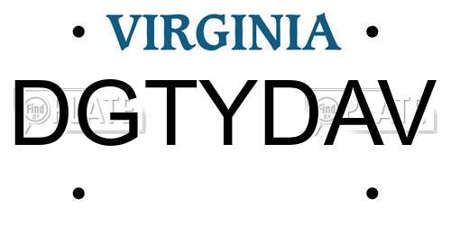 DGTYDAV Virginia License Plate