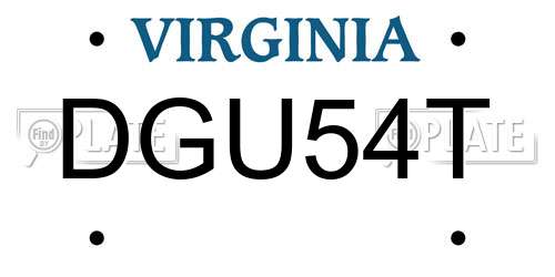 DGU54T Virginia License Plate