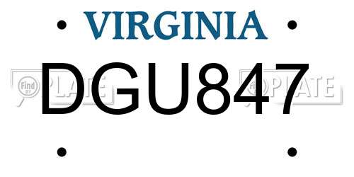 DGU847 Virginia License Plate
