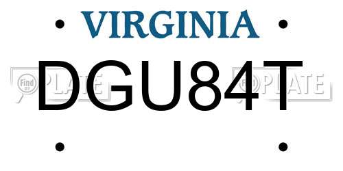 DGU84T Virginia License Plate