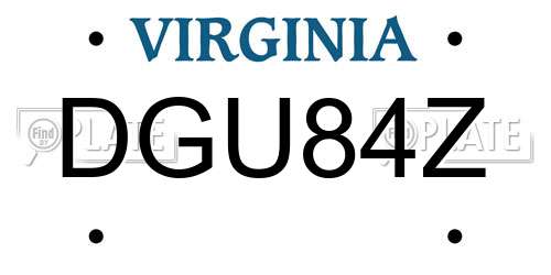 DGU84Z Virginia License Plate