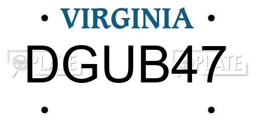DGUB47 Virginia License Plate