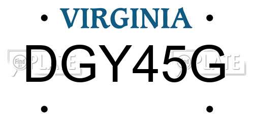 DGY45G Virginia License Plate