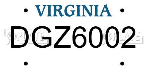 DGZ6002 Virginia License Plate