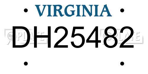 DH25482 Virginia License Plate
