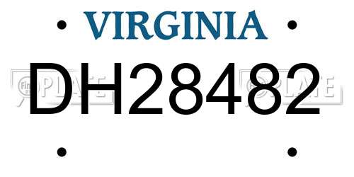 DH28482 Virginia License Plate