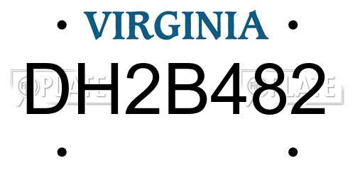 DH2B482 Virginia License Plate
