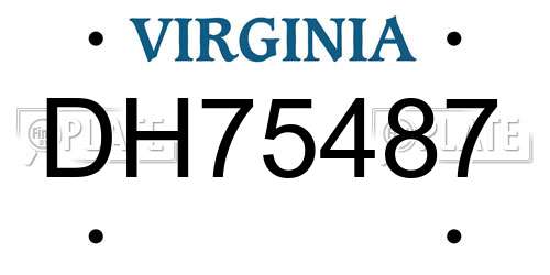 DH75487 Virginia License Plate