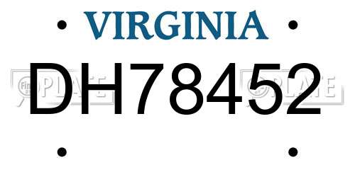 DH78452 Virginia License Plate