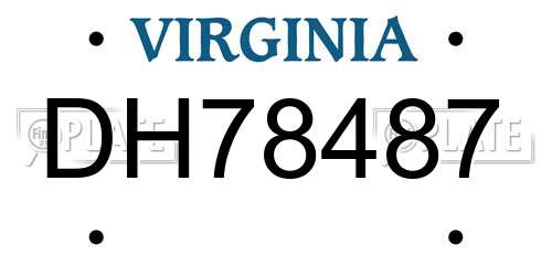 DH78487 Virginia License Plate