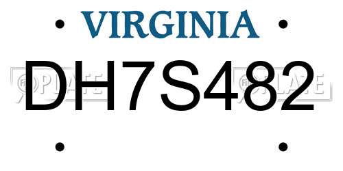 DH7S482 Virginia License Plate
