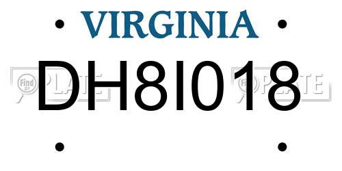 DH8I018 Virginia License Plate