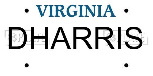 DHARRIS Virginia License Plate