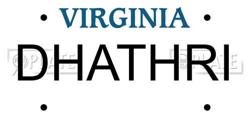 DHATHRI Virginia License Plate