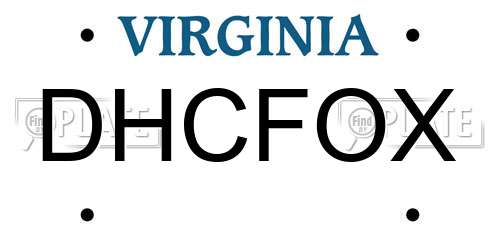DHCFOX Virginia License Plate