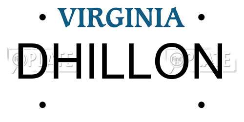 DHILLON Virginia License Plate