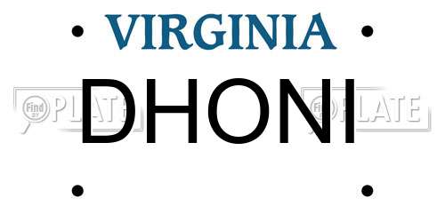 DHONI Virginia License Plate