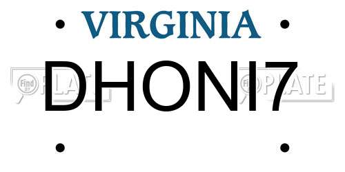 DHONI7 Virginia License Plate