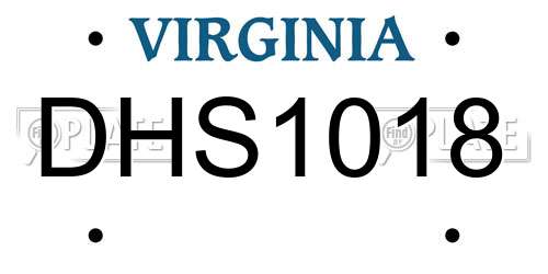 DHS1018 Virginia License Plate