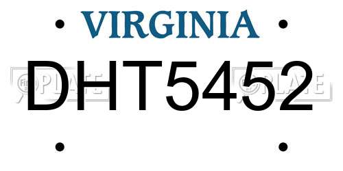 DHT5452 Virginia License Plate