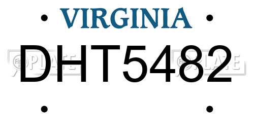 DHT5482 Virginia License Plate