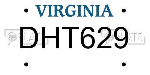 DHT629 Virginia License Plate