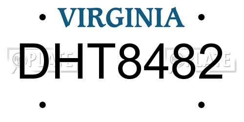 DHT8482 Virginia License Plate