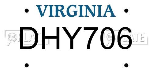 DHY706 Virginia License Plate