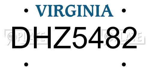 DHZ5482 Virginia License Plate