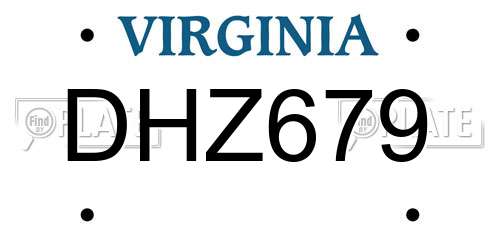 DHZ679 Virginia License Plate