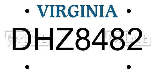 DHZ8482 Virginia License Plate