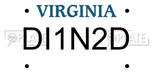 DI1N2D Virginia License Plate