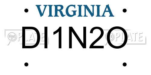 DI1N2O Virginia License Plate