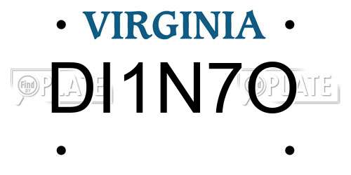 DI1N7O Virginia License Plate