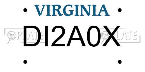 DI2A0X Virginia License Plate