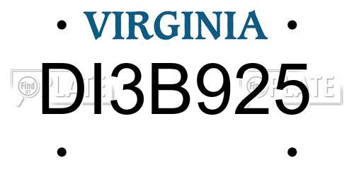 DI3B925 Virginia License Plate