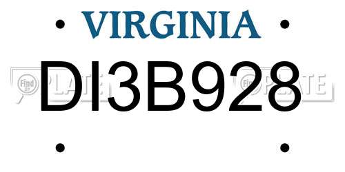 DI3B928 Virginia License Plate