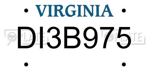 DI3B975 Virginia License Plate