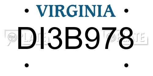 DI3B978 Virginia License Plate
