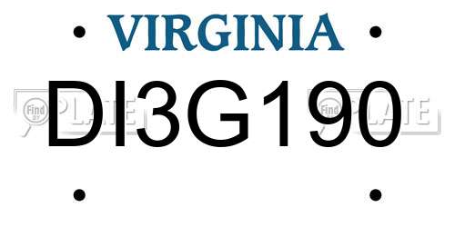 DI3G190 Virginia License Plate