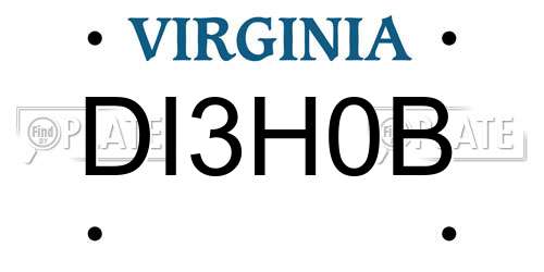 DI3H0B Virginia License Plate