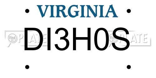 DI3H0S Virginia License Plate