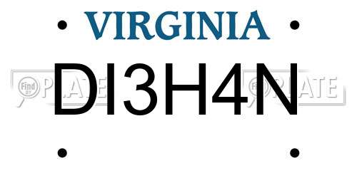 DI3H4N Virginia License Plate