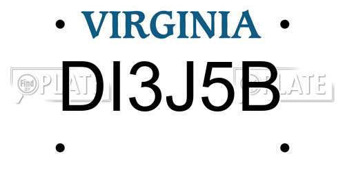 DI3J5B Virginia License Plate