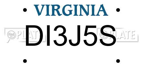 DI3J5S Virginia License Plate