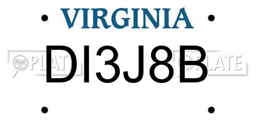 DI3J8B Virginia License Plate